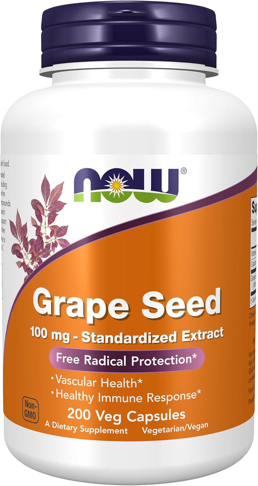 NOW Foods Grape Seed 100 mg Extract with Vitamin C - 200 Veg Caps