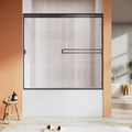 56-60 in Bathtub Shower Door 57 in H Matte Black - Space-Saving Slide