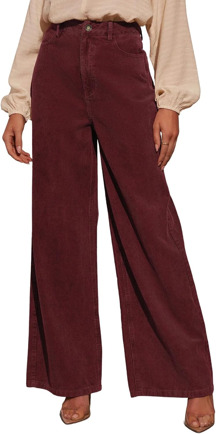 Sidefeel Women's Corduroy Pants for Casual High Waisted Style