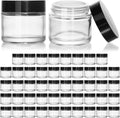 2 oz Small Glass Jars with Black Lids for Cosmetics and More