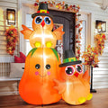 FunFanso 5FT Thanksgiving Inflatable Turkey on Pumpkin - Bright LED
