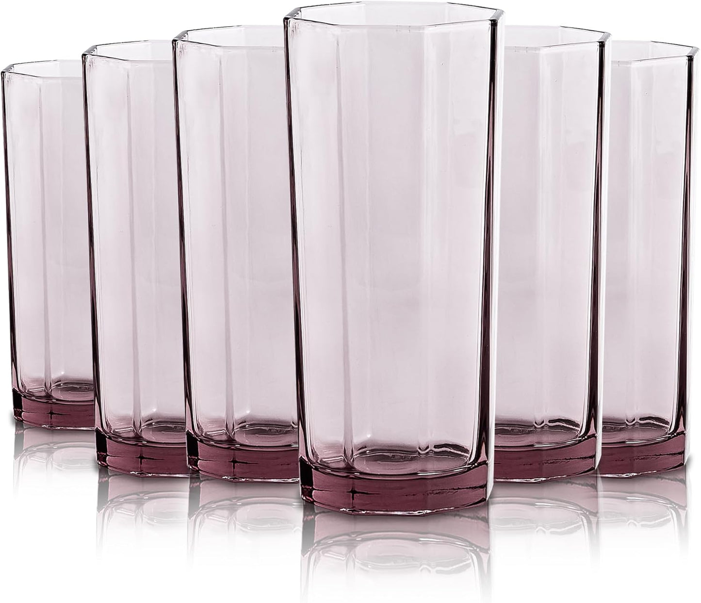 Geometric Glass Drinking Glasses Set of 6 - Bold Purple