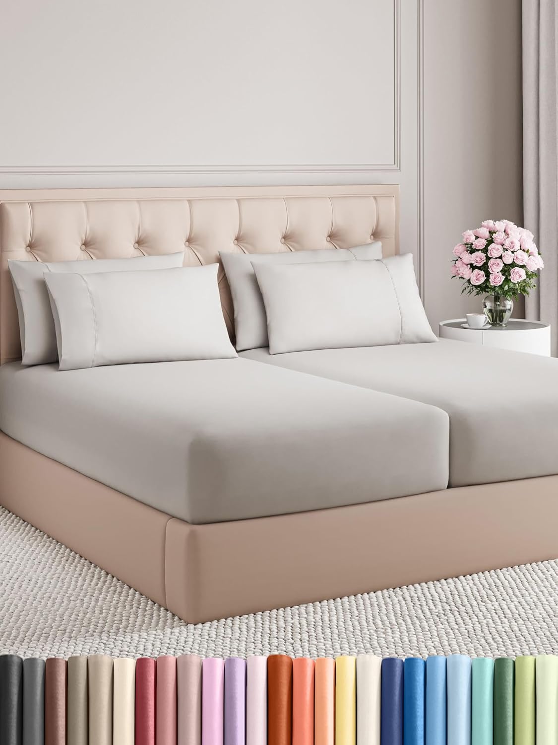Split King 7 Piece Sheet Set - Soft Cooling Sheets for Comfort