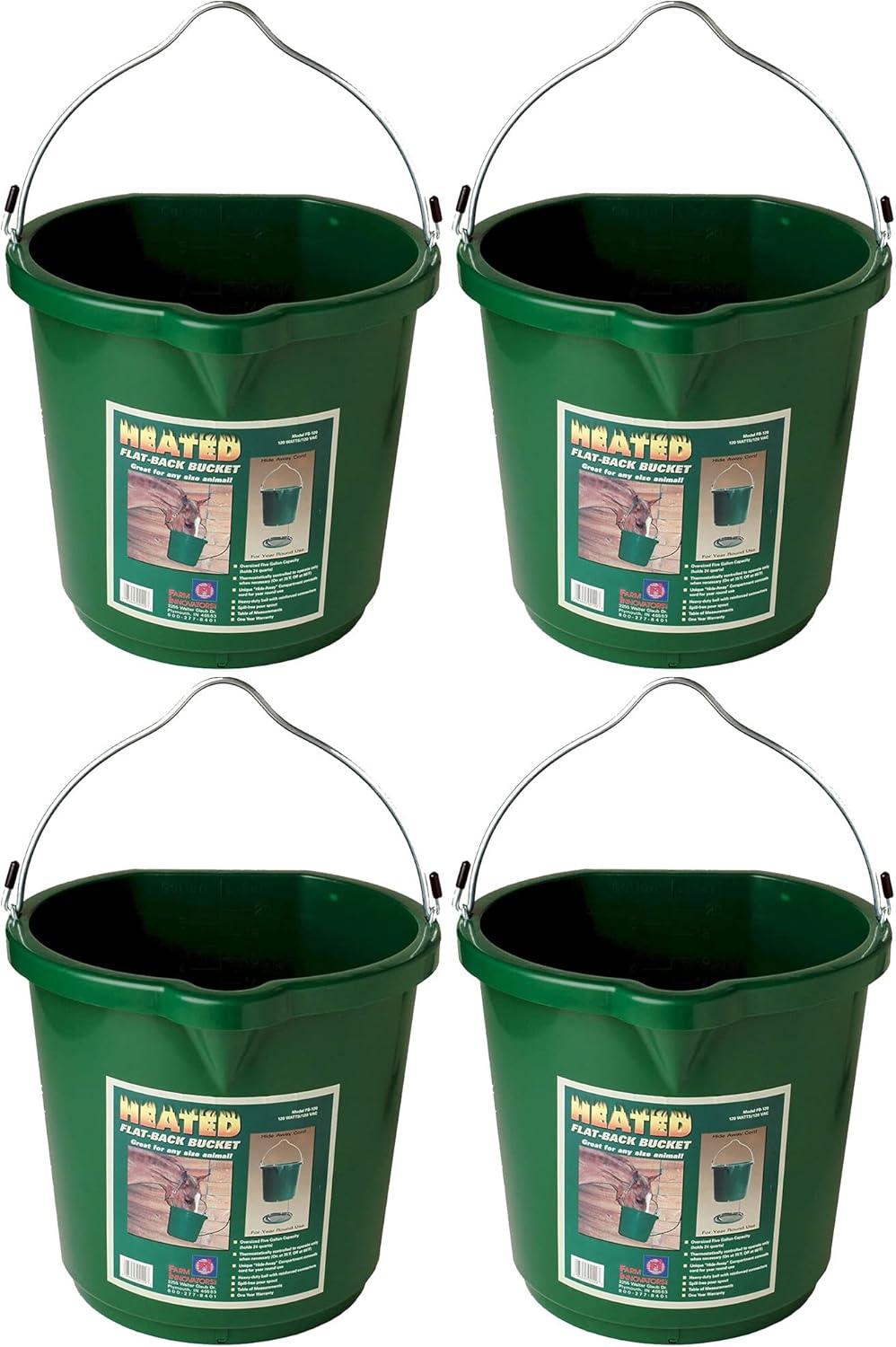Heated Water Bucket for Livestock - 5 Gallon Flat Back Design