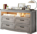 Grey Dresser for Bedroom with LED Lights and 4 Drawers - Stylish