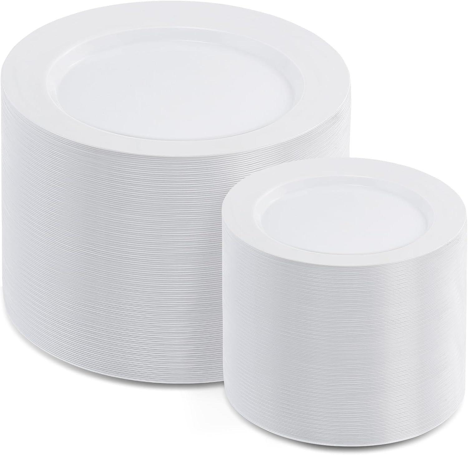 AOZITA 200pc White Plastic Plates - Party Essentials