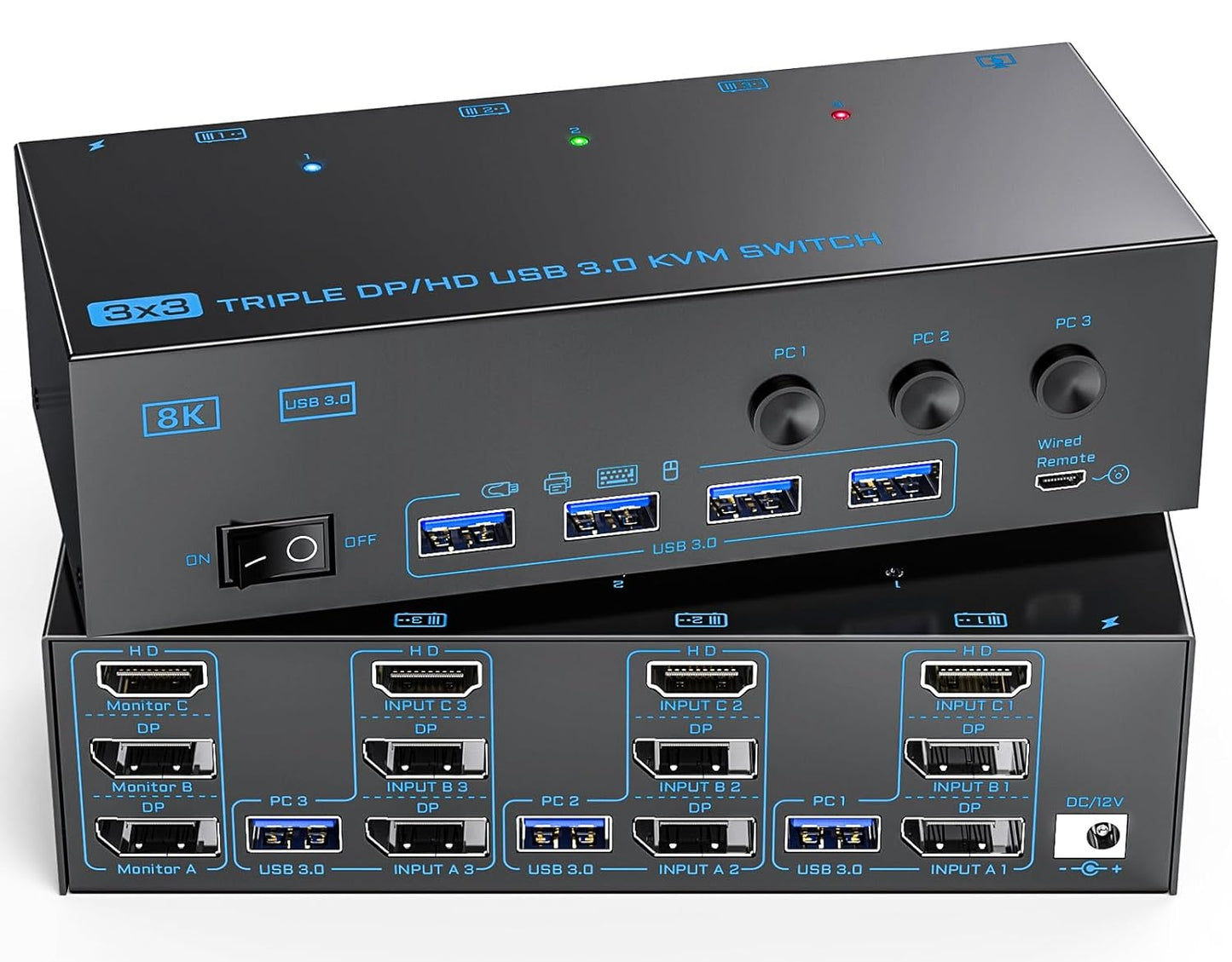 KVM Switch 3 Monitors 3 Computers for Ultimate Control Experience