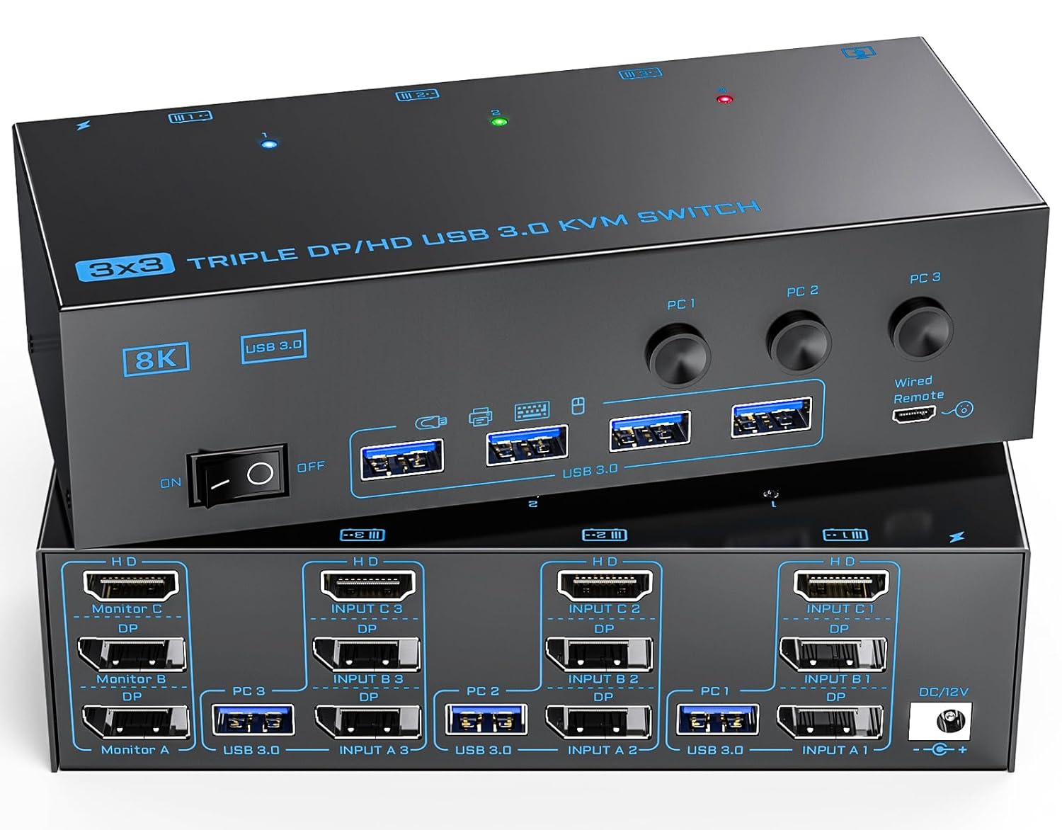 KVM Switch 3 Monitors 3 Computers for Ultimate Control Experience