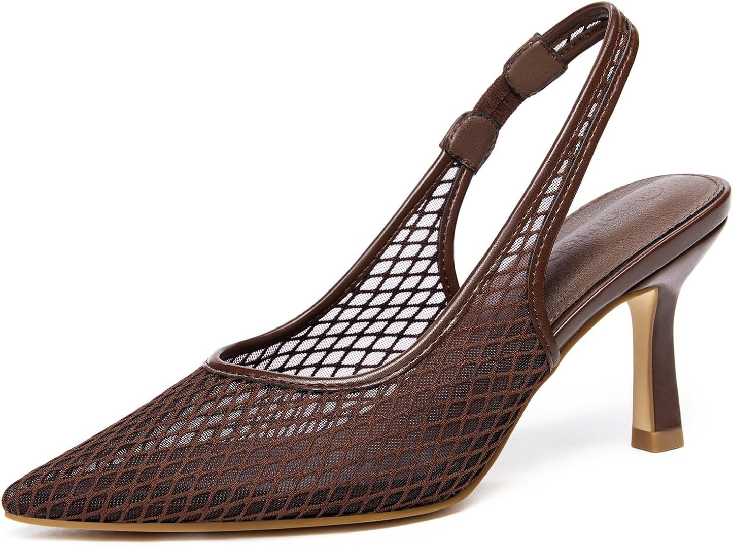 Coutgo Womens Mesh Slingback Kitten Heels for Elegant Style