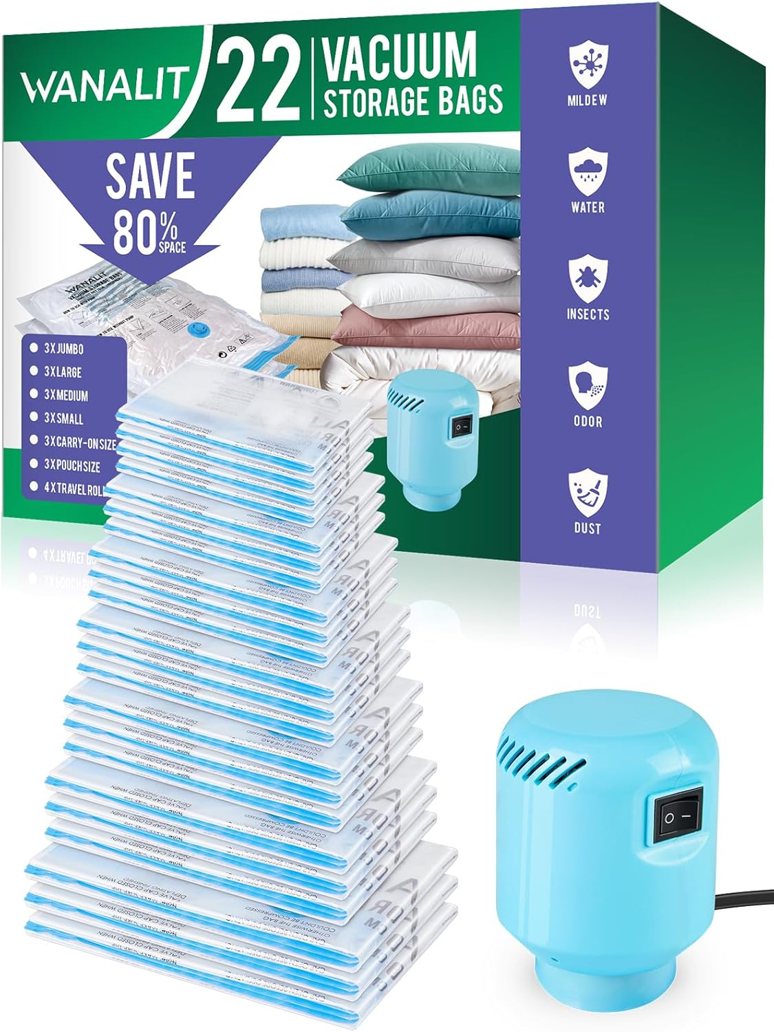 Vacuum Storage Bags with Electric Pump for Ultimate Space Saving