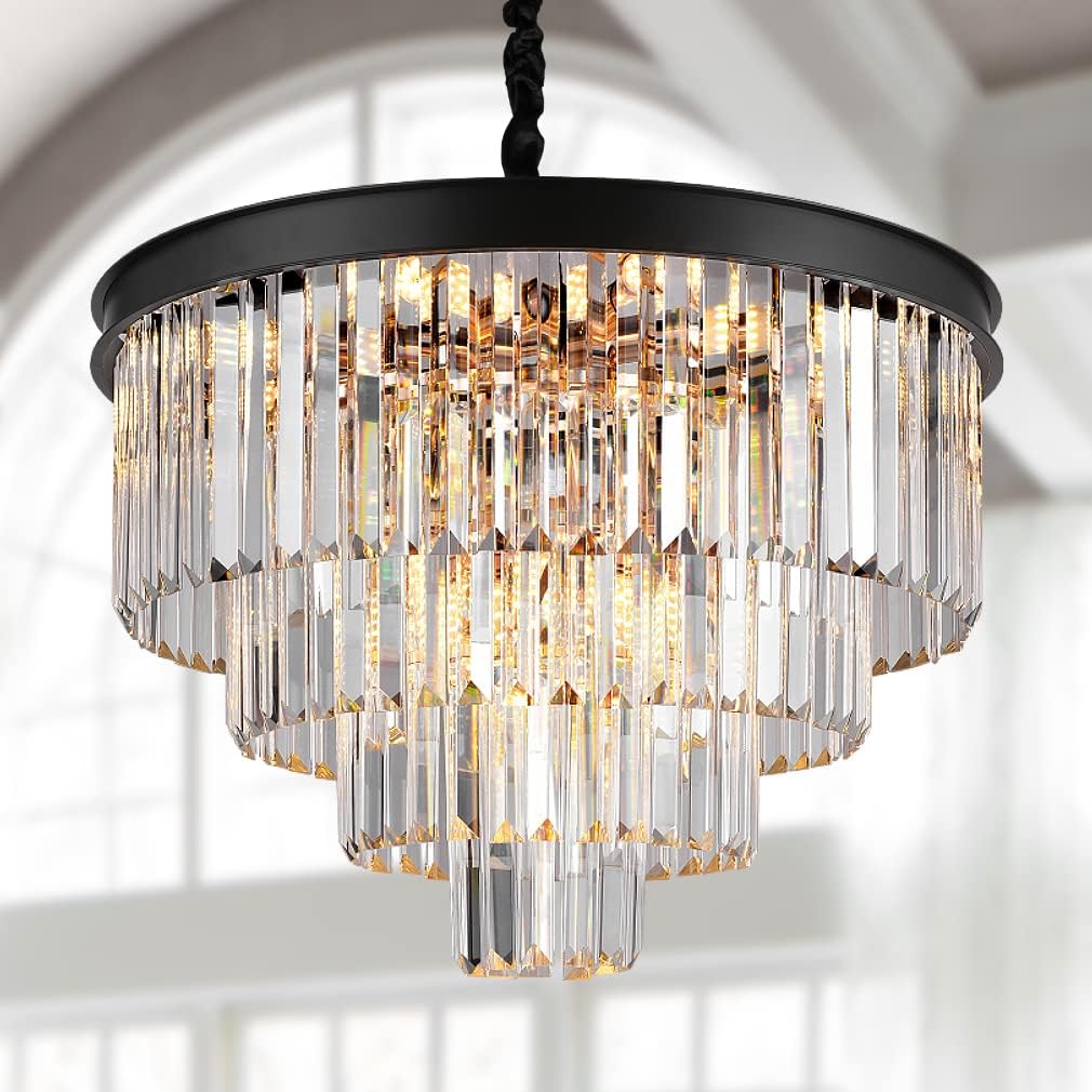 Modern Crystal Chandeliers 12-Light Adjustable Ceiling Fixture