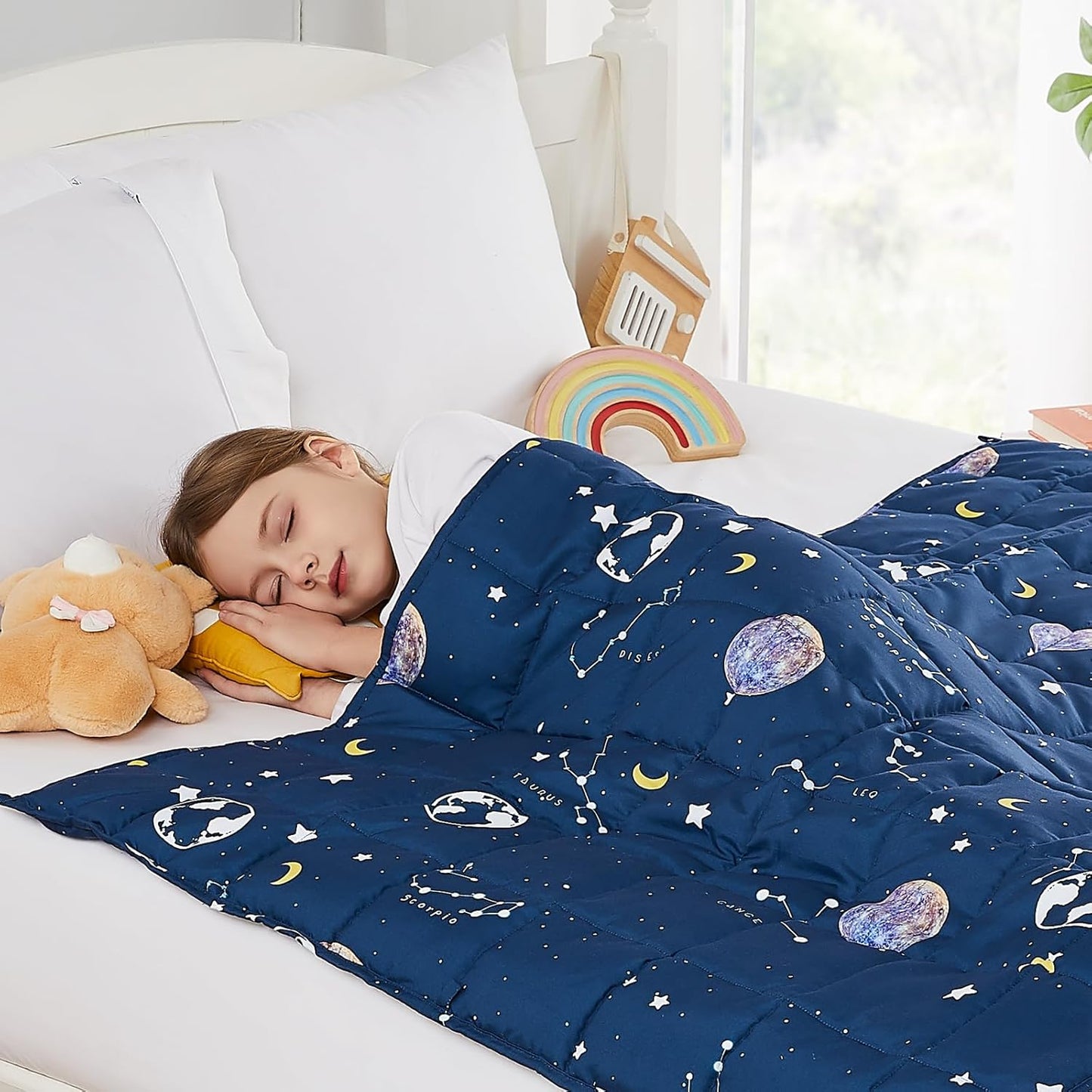 HOSUKKO Weighted Blanket - 5 lbs Navy Starry Sky Design