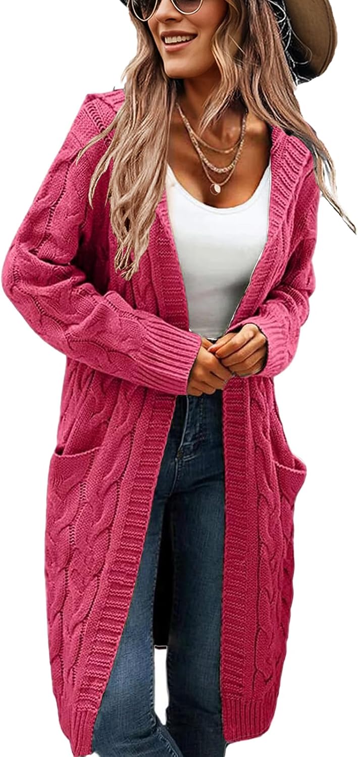 Women's Hooded Open Front Long Cardigan for Cozy Style