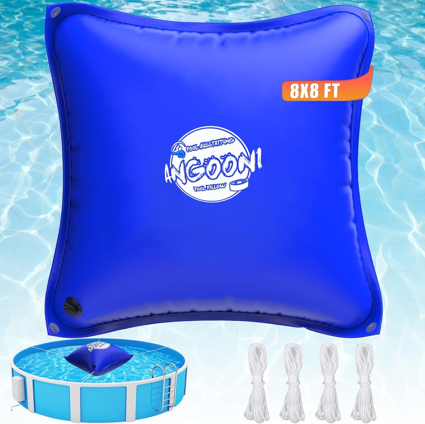 Extra-Strong 8x8ft Pool Pillow for Winter Protection and Durability