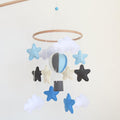 Sky Blue Hot Air Balloon Mobile for Crib - Soft Felt Nursery Mobile