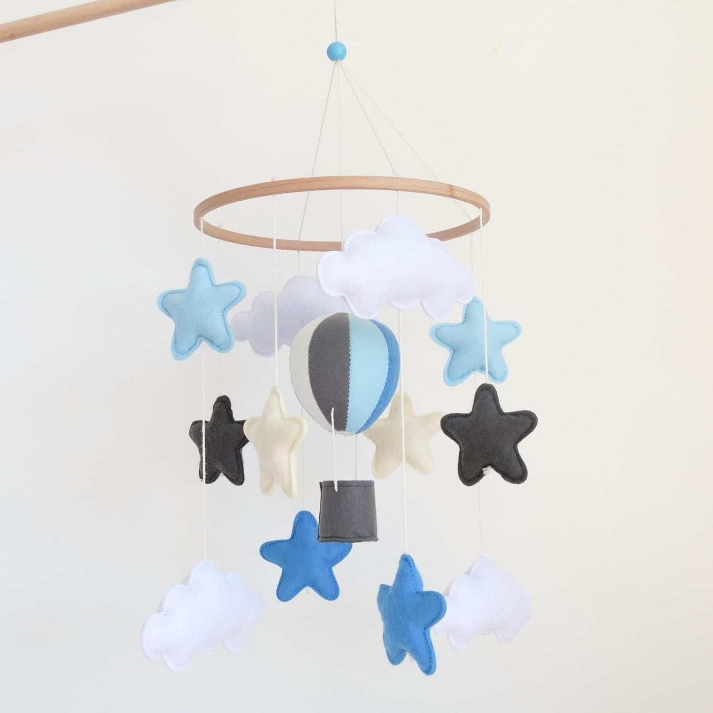 Sky Blue Hot Air Balloon Mobile for Crib - Soft Nursery Decor