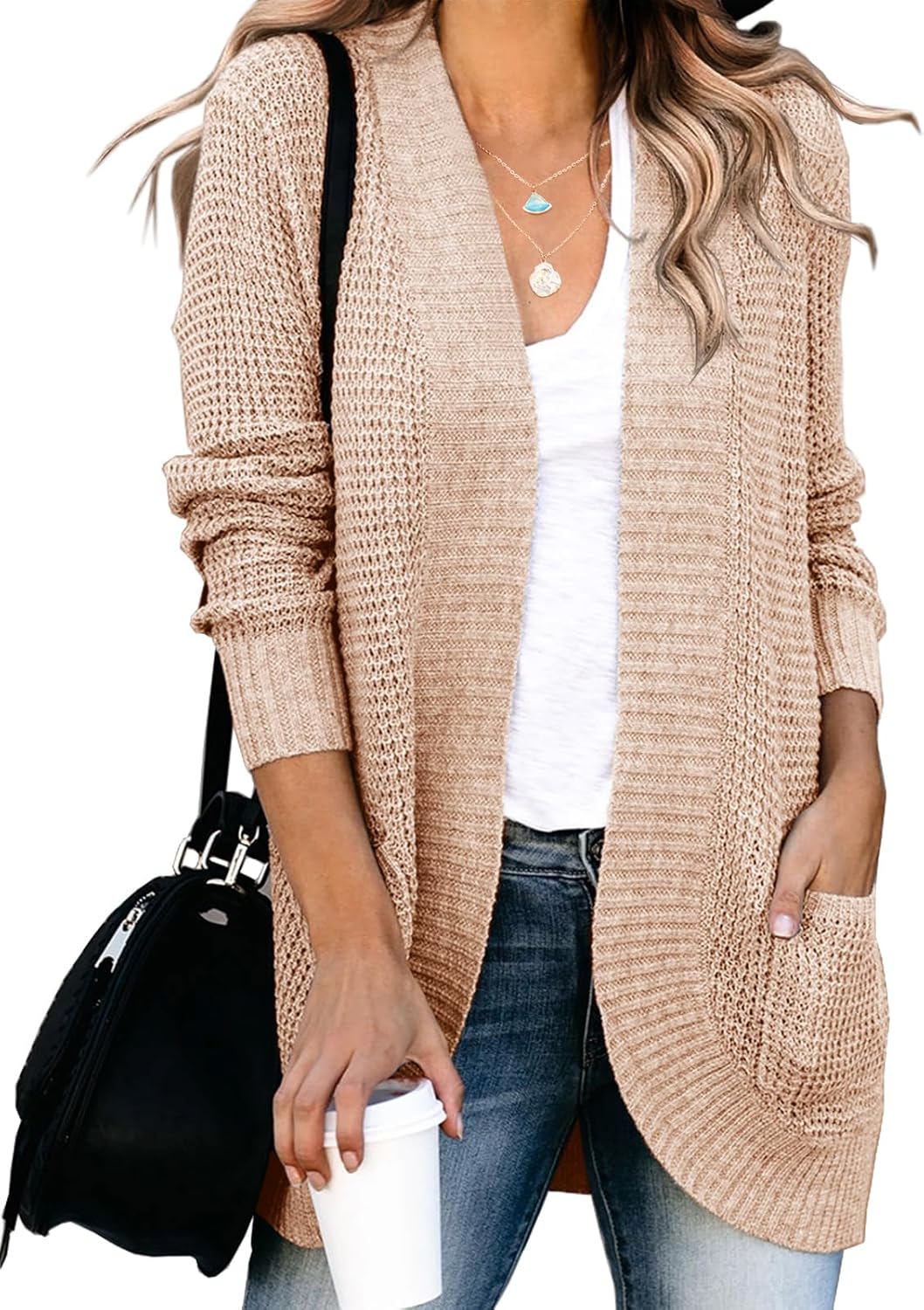 Saodimallsu Womens Loose Open Front Cardigan for Casual Style