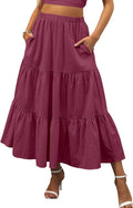 ANRABESS Boho Flowy Tiered A-Line Maxi Skirt - Lightweight Summer 100%
