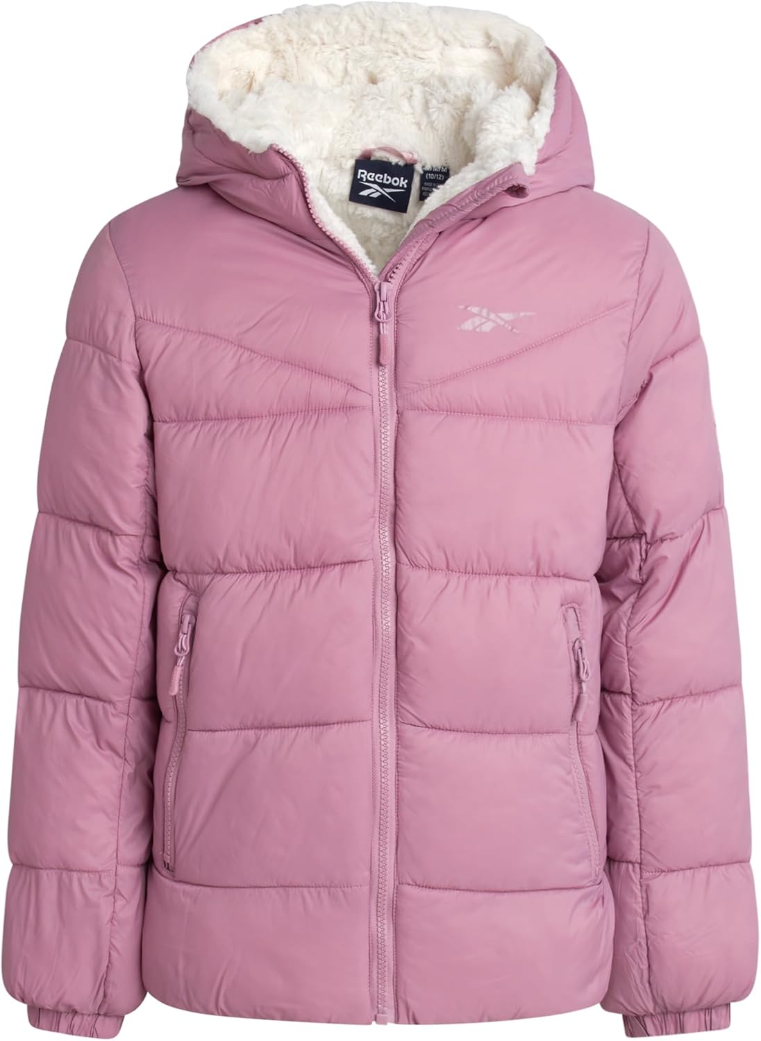 Reebok Girls Winter Coat - Heavyweight Quilted Sherpa Lined Parka