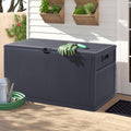 120 Gallon Outdoor Storage Deck Box Gray Wicker Pattern - Large Patio
