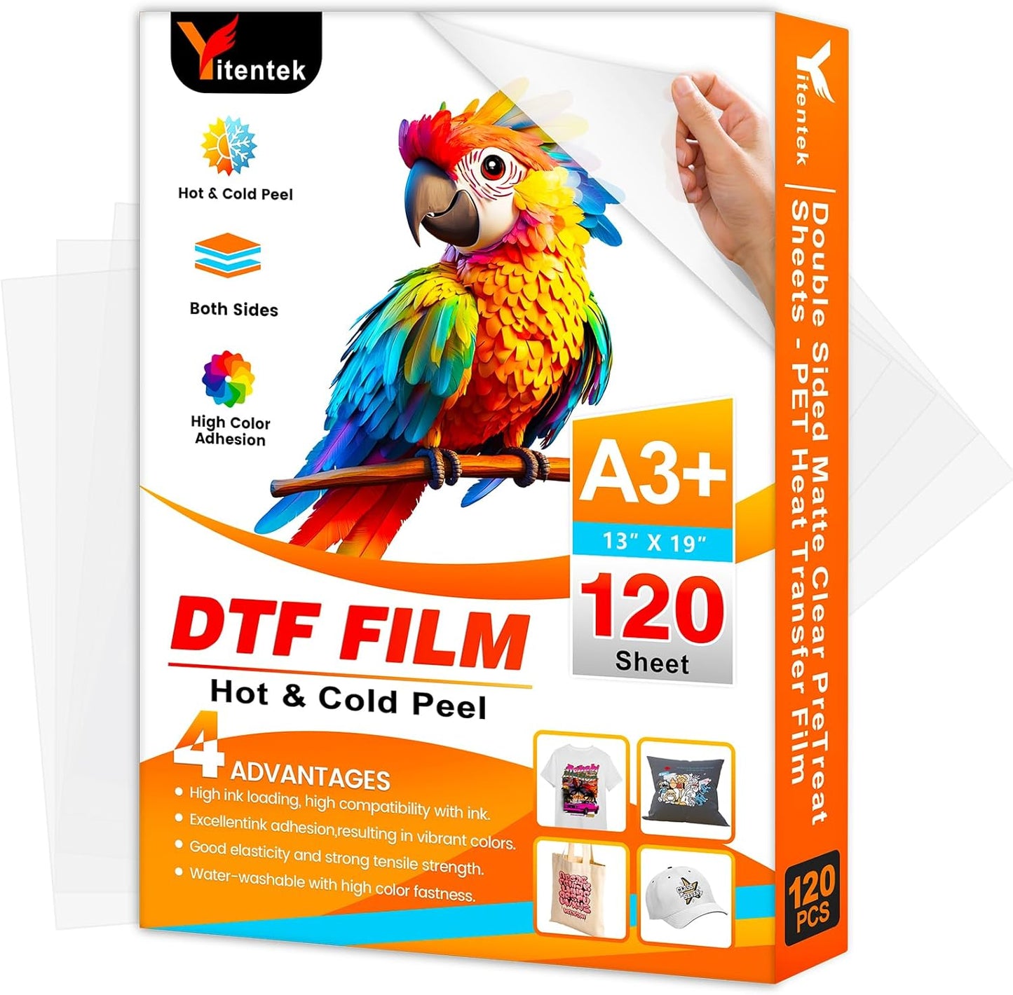 A3+ DTF Transfer Film for T-Shirts, 120 Sheets of Quality