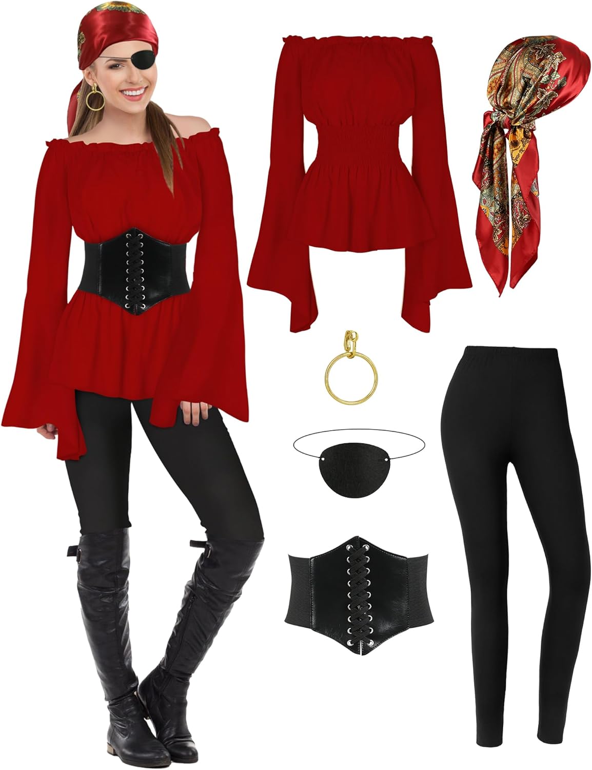 CICOCI Pirate Costume for Women with Accessories for Halloween
