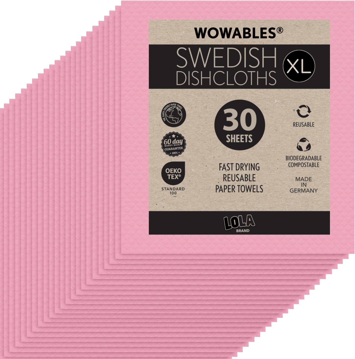 LOLA Wowables XL Swedish Dishcloths - Eco-Friendly Cleaning Cloths