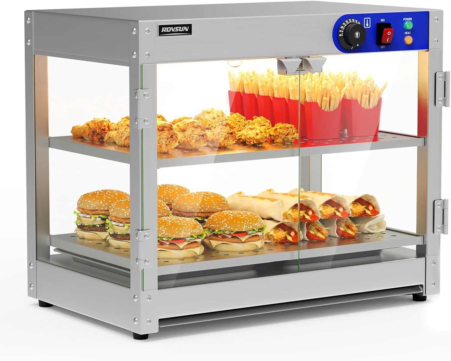 ROVSUN 2-Tier Food Warmer Display for Commercial Use and Buffets