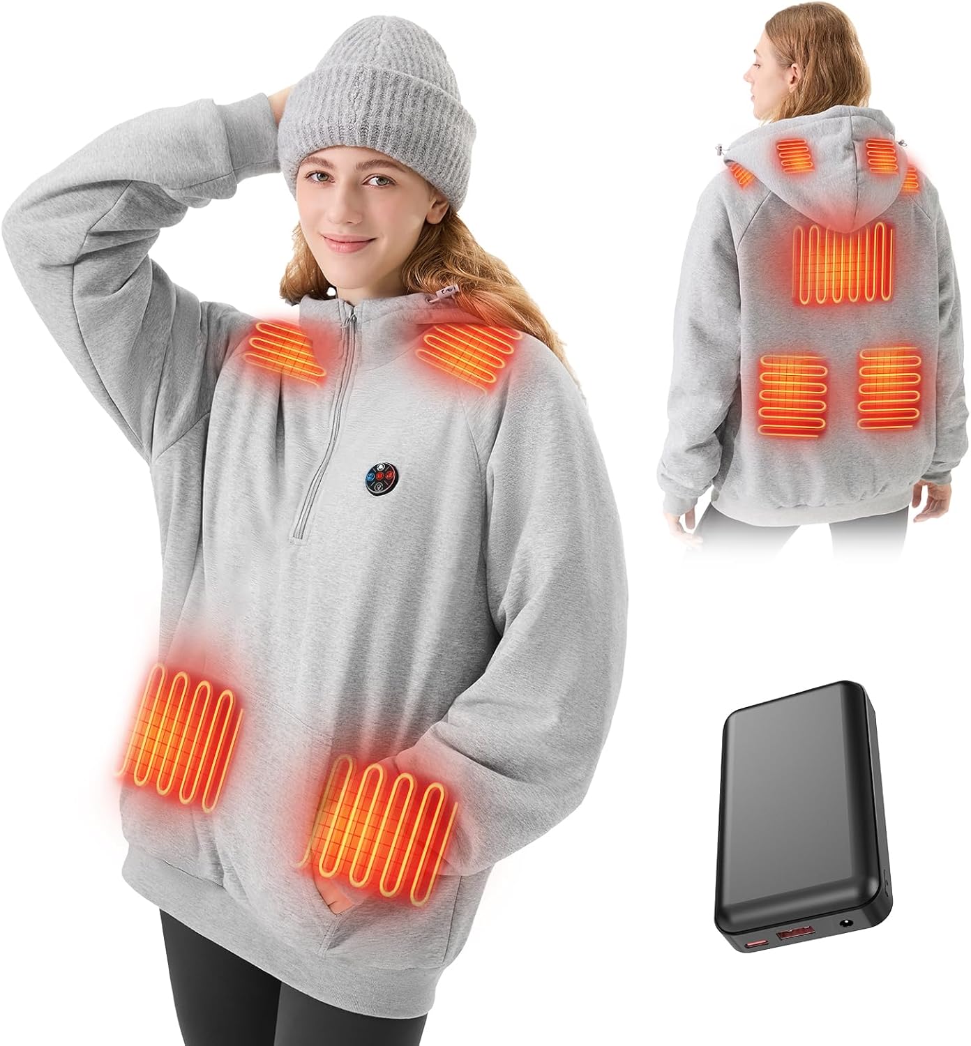 DR.PREPARE Heated Hoodie Unisex with 9 Heat Zones for Comfort