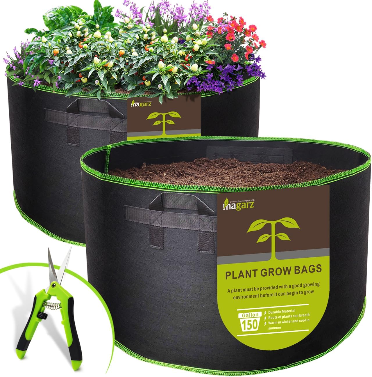 150 Gallon Fabric Flower Pots for Healthy Plant Growth