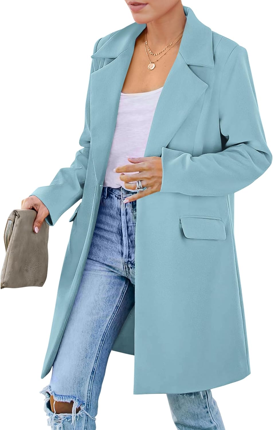 PRETTYGARDEN Women's Long Blazer Jackets for Work and Casual Wear