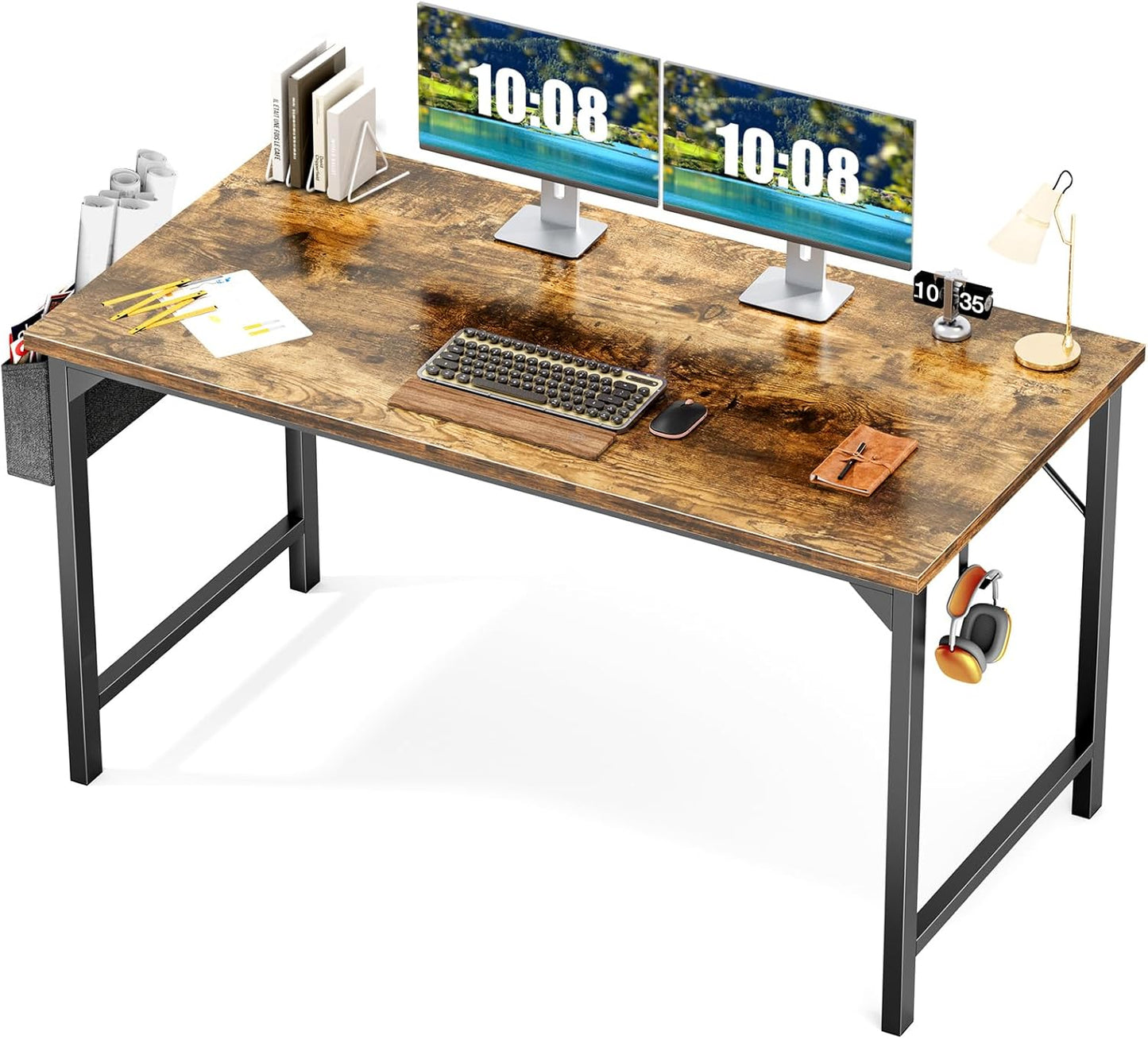 OLIXIS 48 Modern Office Desk with Storage - Rustic Brown