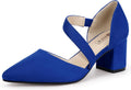 Women's Pointed Toe Strappy Pumps Low Block Heels - Comfortable