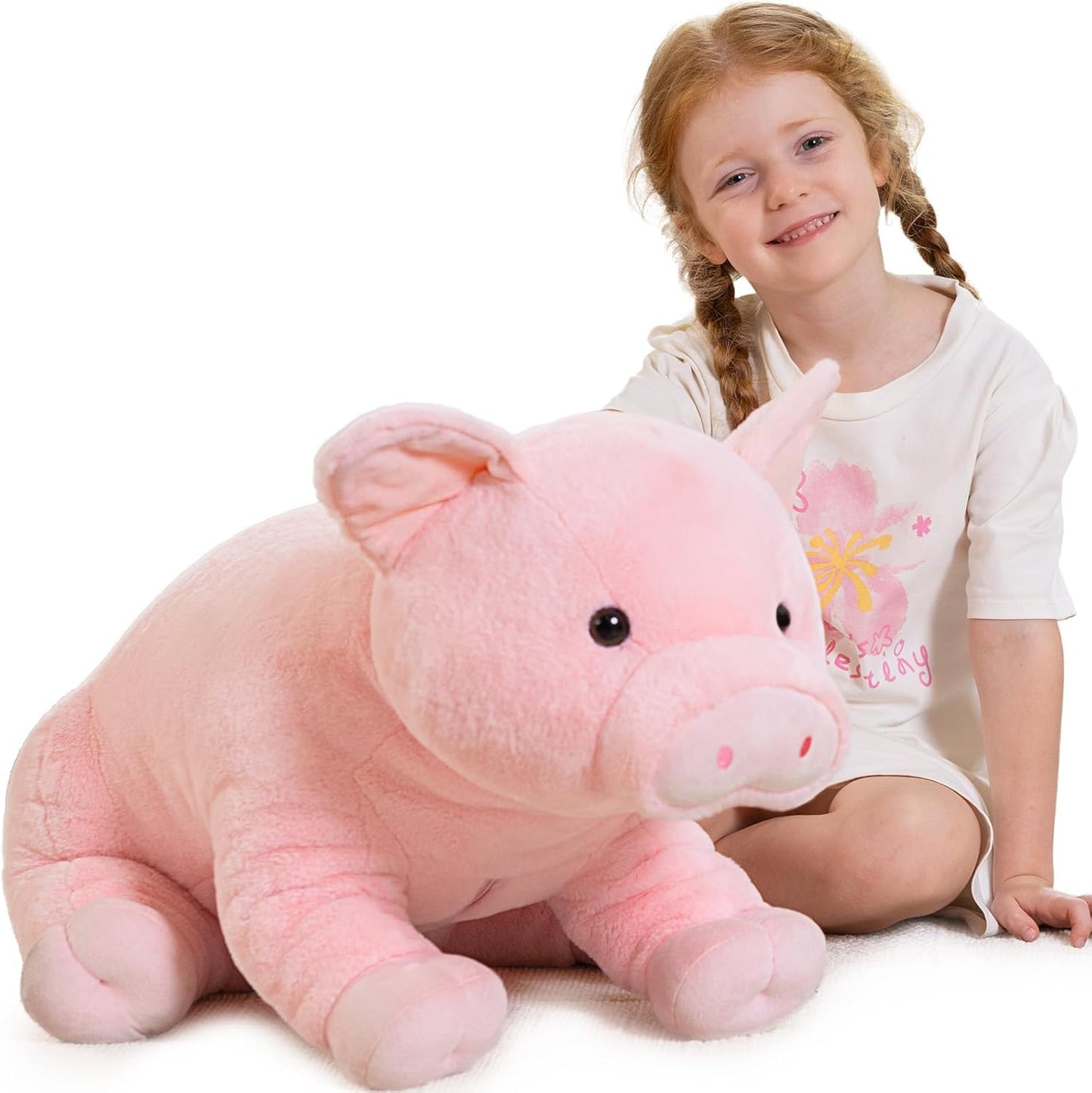 Giant Pink Pig Plush 30in Hugging Pillow for Kids & Adults