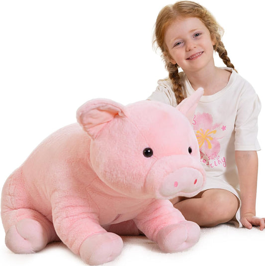 Giant Pink Pig Plush 30in Hugging Pillow for Kids & Adults