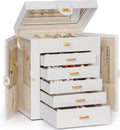 6-Tier Jewelry Box Organizer with Mirror - Compact Storage for Rings