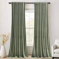 StangH Sage Green Velvet Curtains 120 in - High Ceiling Thermal Drapes