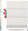 Roman Shades 78in x 80in Blackout Linen White - No-Drill Thermal