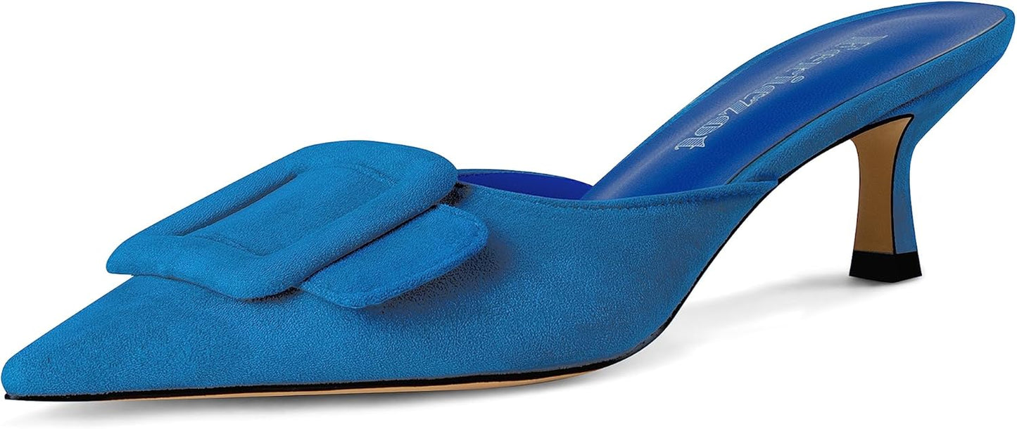 Fericzot Mule Slippers for Women with Kitten Heels and Comfort