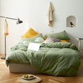 Avocado Green Jersey Knit Duvet Cover Set Twin - Soft, Breathable