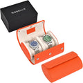 Genuine Leather Watch Roll Travel Case for 2 Watches - Luxury