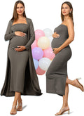 Stylish 2 Piece Maternity Dress Cardigan for Baby Showers