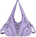 Hobo Satchel Handbag for Women in Washed PU Leather - Large Daily Bag