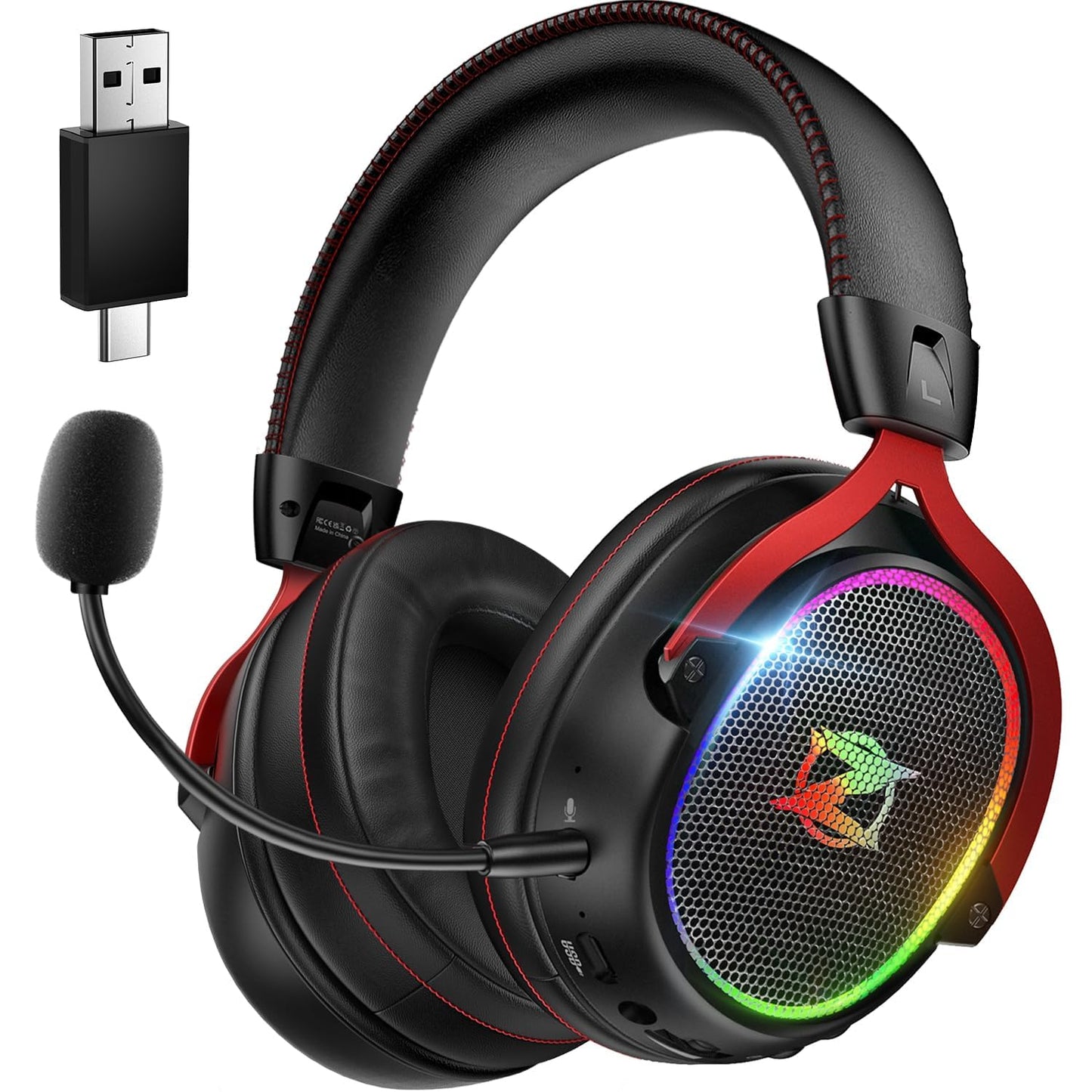 Ozeino Wireless Gaming Headset - 40H Playtime & Detachable Mic