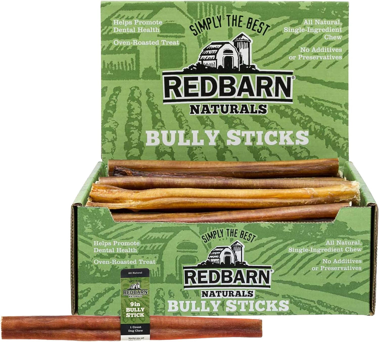 9in Bully Sticks for Dogs - Healthy Chews in Pack of 50