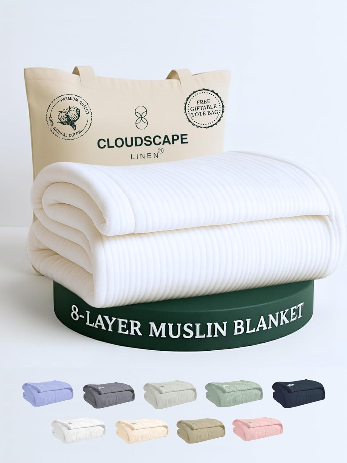 Cloud Scape Linen 8-Layer Muslin Blanket for Queen Size Beds