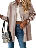 Magritta Womens Corduroy Button Down Shacket - Warm, Oversized Fit