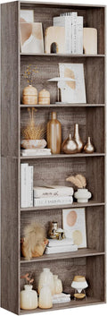 FOTOSOK 6-Tier Open Bookcase and Bookshelf - Tall Freestanding Storage