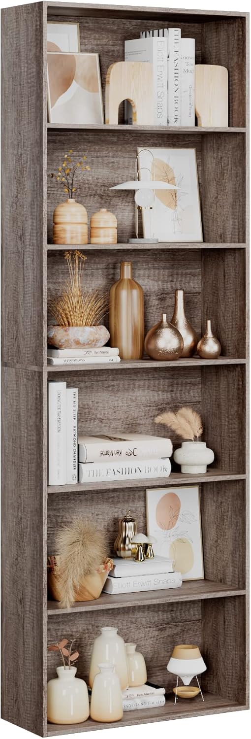 FOTOSOK 6-Tier Open Bookcase for Stylish Storage Solutions