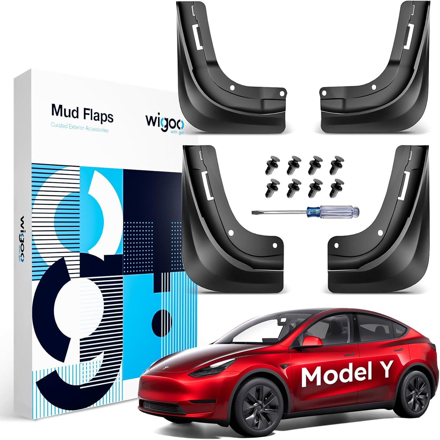 Wigoo 2025 Upgraded Tesla Model Y Mud Flaps for All Weather